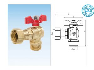 Cấu tạo của van góc tay bướm hợp kim lắp sau đồng hồ - Van đồng Minh Hòa