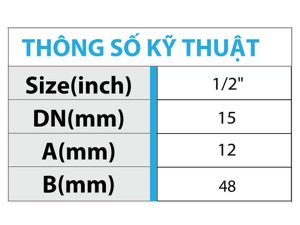 Thông số kỹ thuật của sản phẩm măng sông đồng nối ống mềm