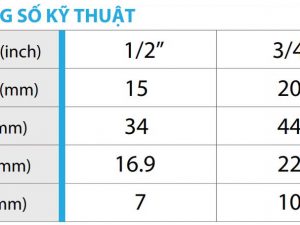 Thông số kỹ thuật của sản phẩm tê đồng ren trong