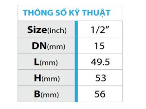 Thông số kỹ thuật của van bi hợp kim tay bướm tubo