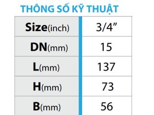 Thông số kỹ thuật của van góc đồng mạ Miha loại 7D