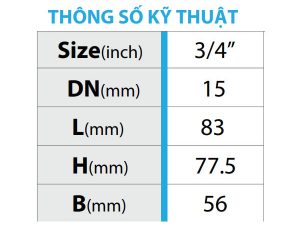 Thông số kỹ thuật của van góc đồng tay bướm có van 1 chiều lắp sau đồng hồ