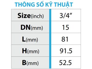 Thông số kỹ thuật của van góc đồng tay khóa