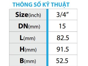 Thông số kỹ thuật của van góc tay khóa lắp trước đồng hồ