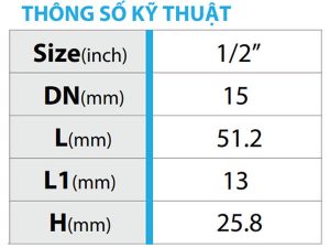 Thông số kỹ thuật sản phẩm tê đồng ren ngoài 1 đai ốc