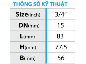 Thông số kỹ thuật van góc đồng tay bướm ABS