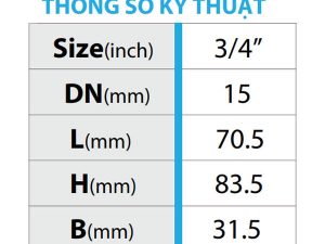 Thông số kỹ thuật van góc tay khóa từ