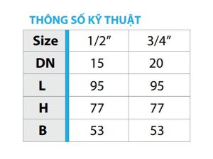 Thông số kỹ thuật vòi nhựa tay gạt 90 độ MH