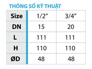 Thông số kỹ thuật vòi vặn núm MH