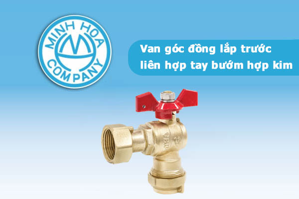 Van góc đồng lắp trước đồng hồ liên hợp tay bướm hợp kim - Van góc đồng Minh Hòa