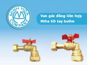 Van góc đồng liên hợp Miha 5D tay bướm - Van góc đồng Minh Hòa