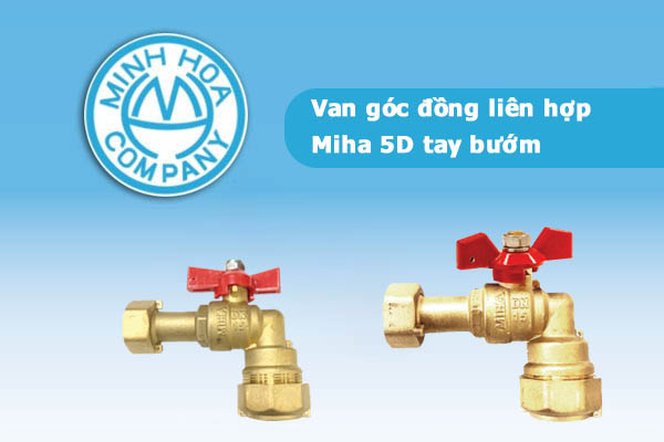 Van góc đồng liên hợp Miha 5D tay bướm - Van góc đồng Minh Hòa